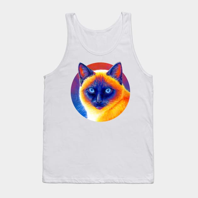 Jewel of the Orient Colorful Siamese Cat Tank Top by rebeccawangart